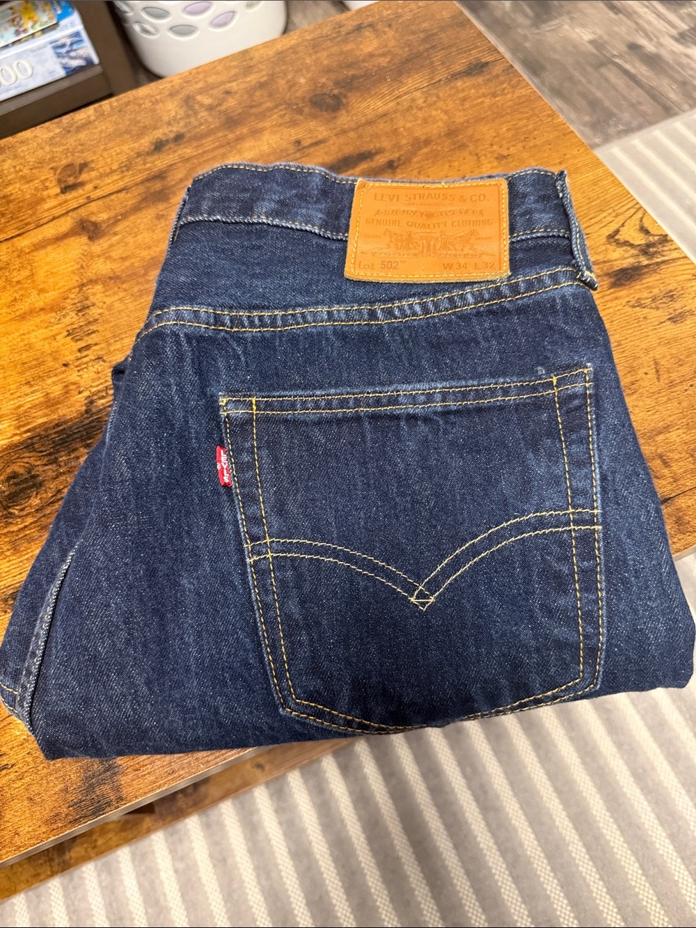 Levi's 34x32 Men's Indigo Straight Jeans 502 PREMUIM